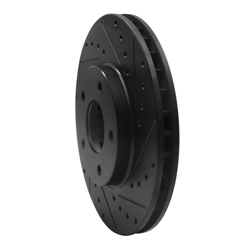 R1 Concepts R1 97-03 Jaguar Vanden Plas Front Right Drilled & Slotted Black Brake Rotor
