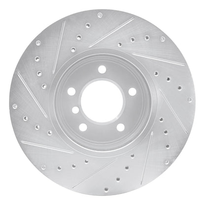 R1 Concepts R1 04-10 BMW 530I Front Right Drilled & Slotted Silver Brake Rotor