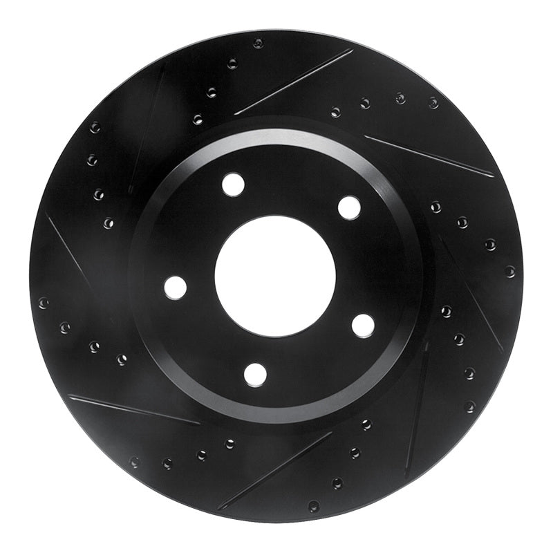 R1 Concepts R1 05-06 Pontiac GTO Front Left Drilled & Slotted Black Brake Rotor