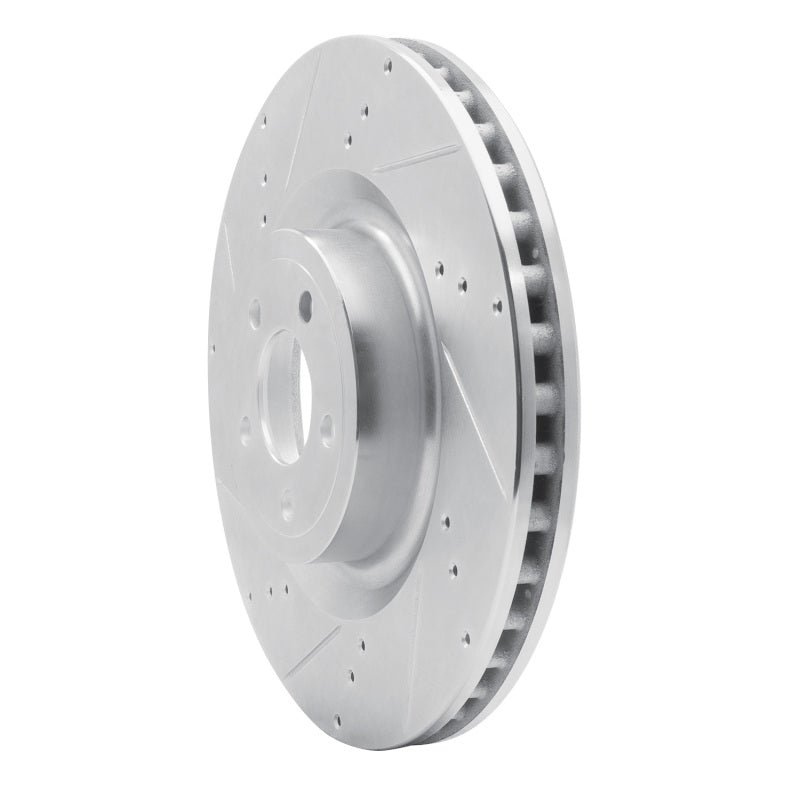 R1 Concepts R1 15-23 Ford Mustang Front Left Drilled & Slotted Silver Brake Rotor