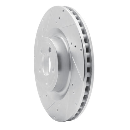R1 Concepts R1 15-23 Ford Mustang Front Left Drilled & Slotted Silver Brake Rotor