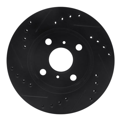 R1 Concepts R1 99-05 Toyota Echo Front Right Drilled & Slotted Black Brake Rotor