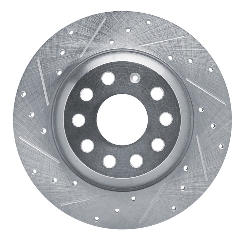 R1 Concepts R1 16-25 Audi Q3 Rear Left Drilled & Slotted Silver Brake Rotor