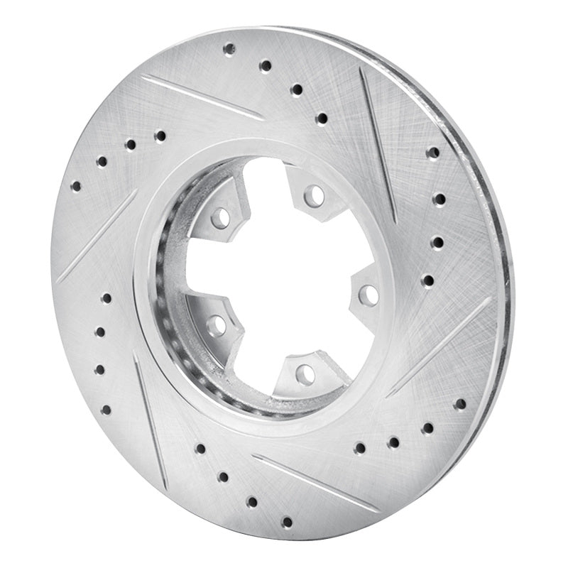 R1 Concepts R1 1984-1989 Nissan 200SX Front Left Drilled & Slotted Silver Brake Rotor