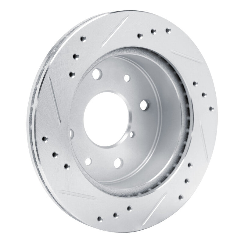R1 Concepts R1 84-85 Mazda RX-7 Rear Right Drilled & Slotted Silver Brake Rotor