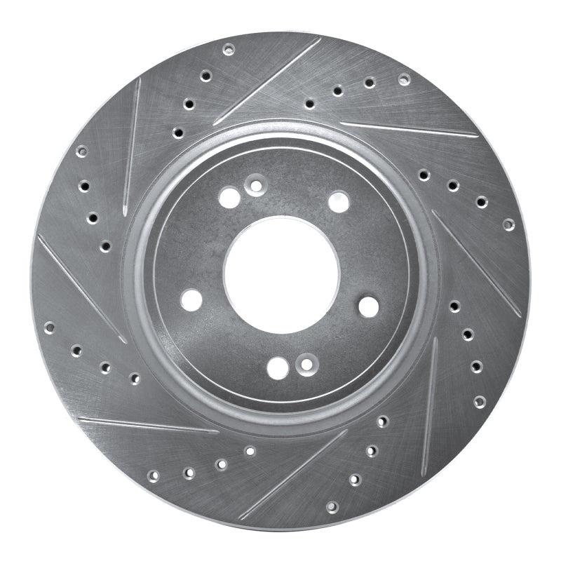 R1 Concepts R1 18-23 Genesis G70 Front Left Drilled & Slotted Silver Brake Rotor