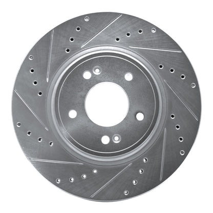 R1 Concepts R1 18-23 Genesis G70 Front Left Drilled & Slotted Silver Brake Rotor