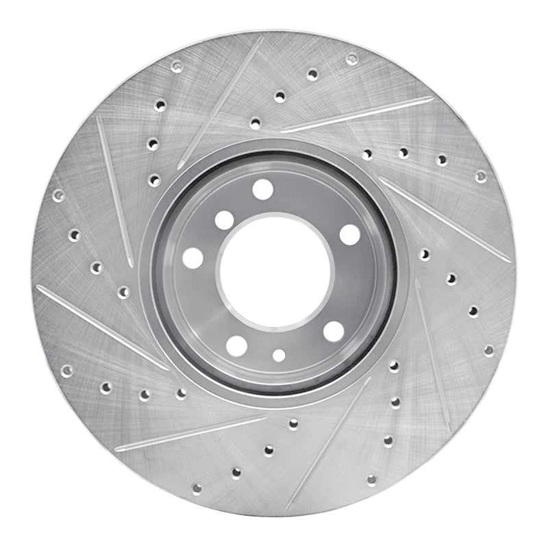 R1 Concepts R1 91-01 BMW 740I Front Right Drilled & Slotted Silver Brake Rotor