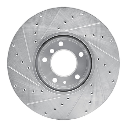 R1 Concepts R1 91-01 BMW 740I Front Right Drilled & Slotted Silver Brake Rotor