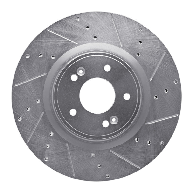 R1 Concepts R1 10-16 Hyundai Genesis Coupe Front Right Drilled & Slotted Silver Brake Rotor