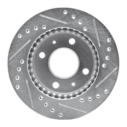 R1 Concepts R1 95-00 Nissan Lucino (Mexico) Front Left Drilled & Slotted Silver Brake Rotor