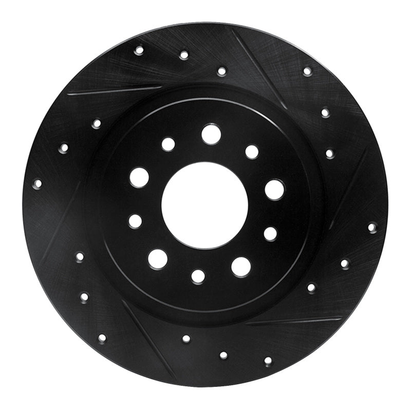 R1 Concepts R1 14-19 Fiat 500L Rear Right Drilled & Slotted Black Brake Rotor