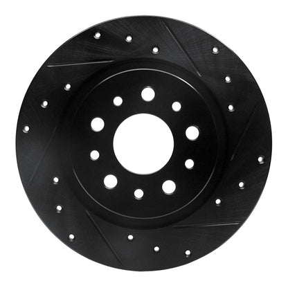 R1 Concepts R1 14-19 Fiat 500L Rear Right Drilled & Slotted Black Brake Rotor