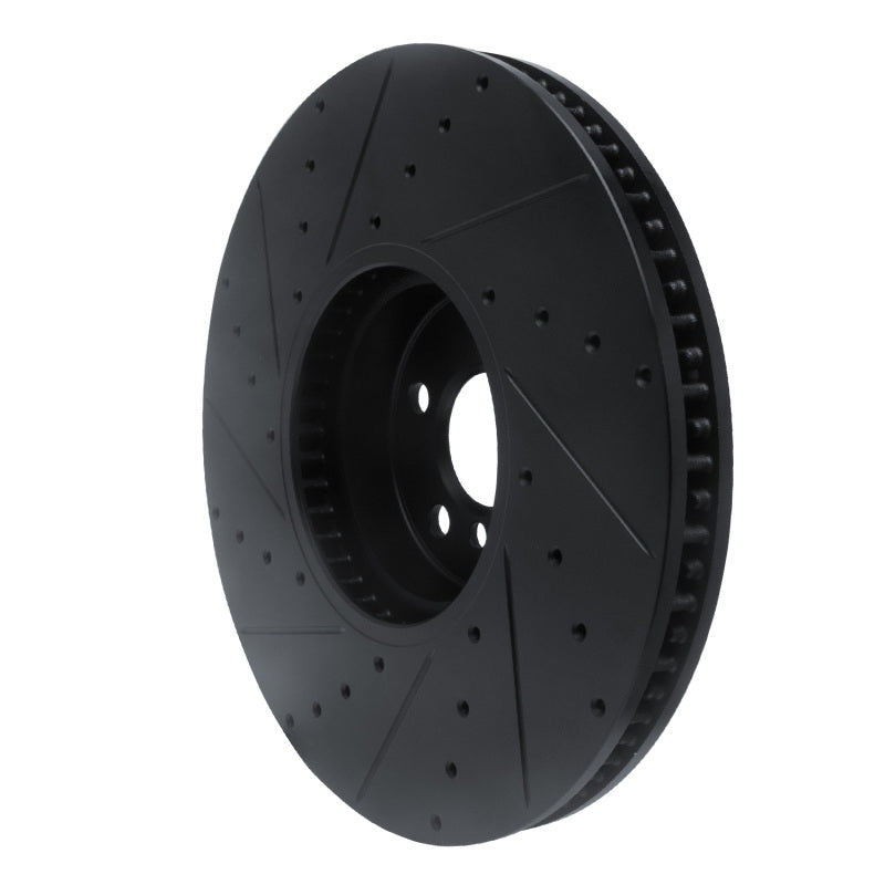 R1 Concepts R1 16-25 BMW i7 Right Front Drilled & Slotted Black Brake Rotor