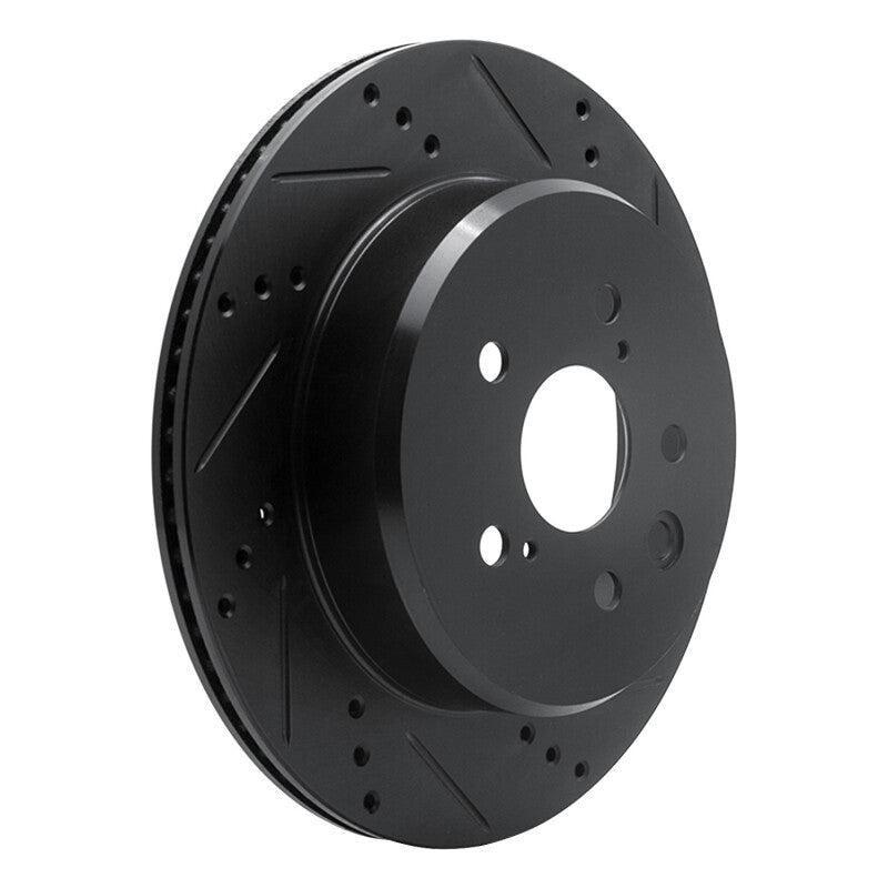 R1 Concepts R1 06-20 Lexus IS250 Rear Right Drilled & Slotted Black Brake Rotor