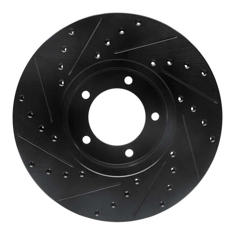R1 Concepts R1 71-97 Jaguar XJ12 Front Right Drilled & Slotted Black Brake Rotor