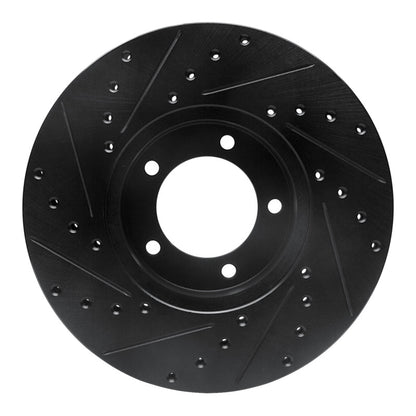 R1 Concepts R1 71-97 Jaguar XJ12 Front Right Drilled & Slotted Black Brake Rotor