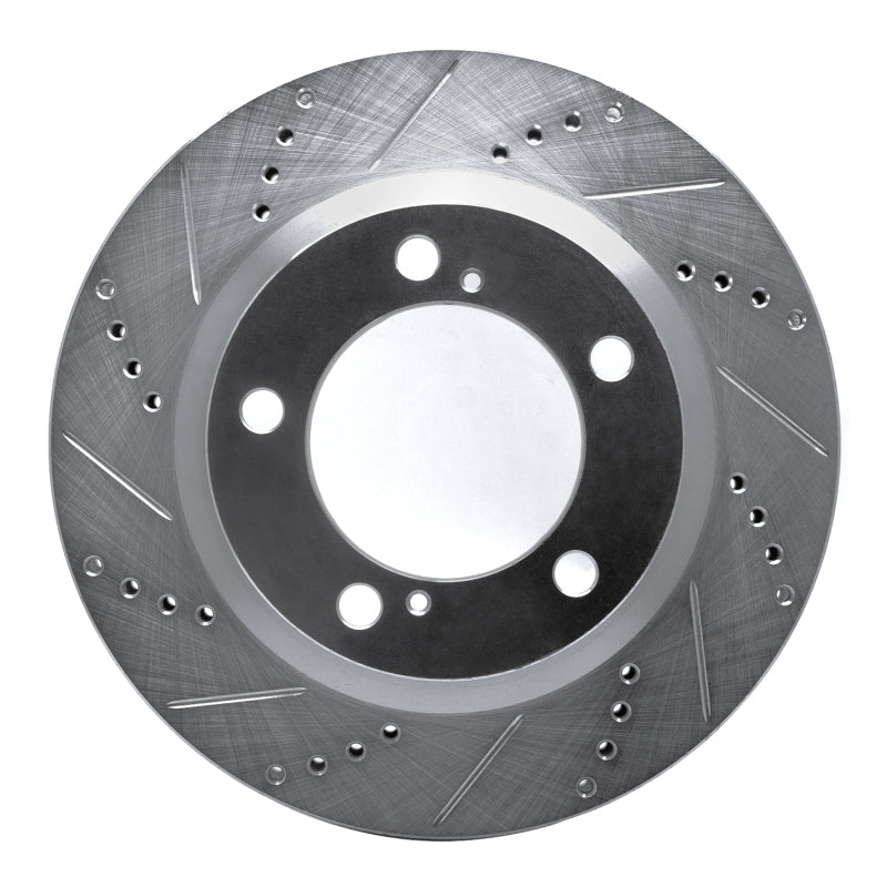 R1 Concepts R1 08-21 Lexus LX570 Front Left Drilled & Slotted Silver Brake Rotor