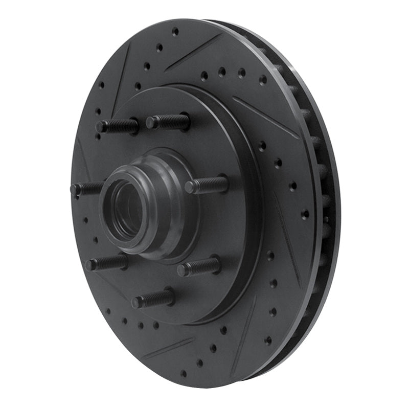 R1 Concepts R1 97-04 Ford F-250 2WD (Excl Super Duty) Front Left Drilled & Slotted Black Brake Rotor