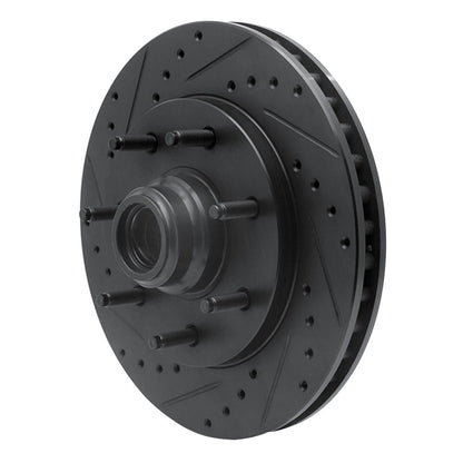 R1 Concepts R1 97-04 Ford F-250 2WD (Excl Super Duty) Front Left Drilled & Slotted Black Brake Rotor