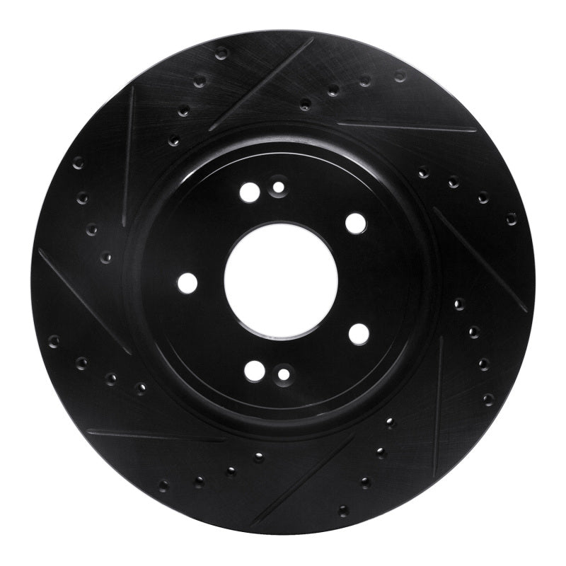 R1 Concepts R1 18-23 Genesis G70 Front Left Drilled & Slotted Black Brake Rotor