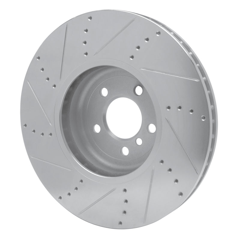 R1 Concepts R1 09-17 BMW 750I Right Front Drilled & Slotted Silver Brake Rotor