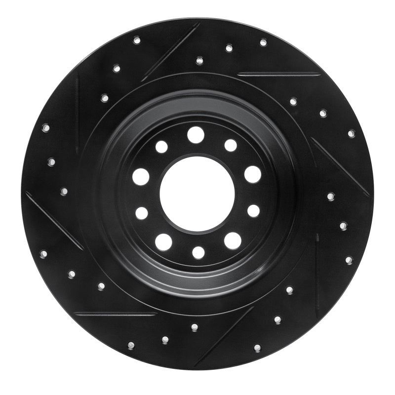 R1 Concepts R1 14-23 Jeep Cherokee Rear Right Drilled & Slotted Black Brake Rotor