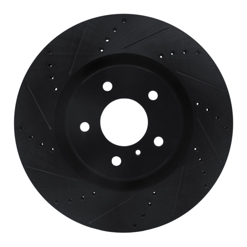 R1 Concepts R1 03-08 Infiniti G35 Front Left Drilled & Slotted Black Brake Rotor