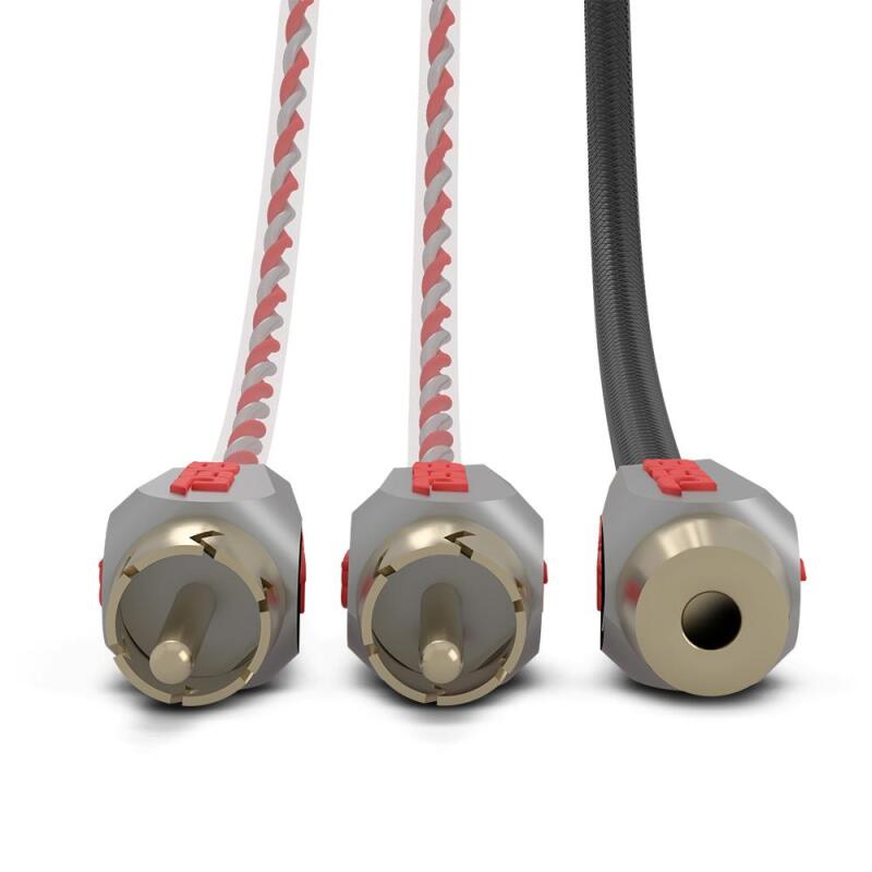 DS18 Level 3 RCA Wire Y Connector 1 Female to 2 Male Black