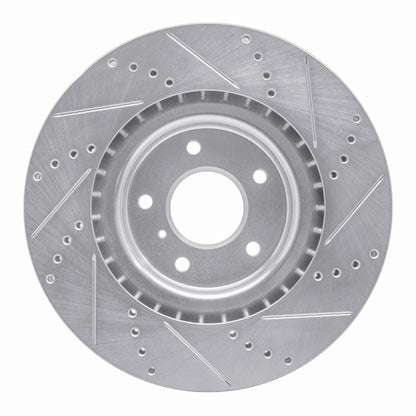 R1 Concepts R1 03-08 Infiniti G35 Front Left Drilled & Slotted Silver Brake Rotor
