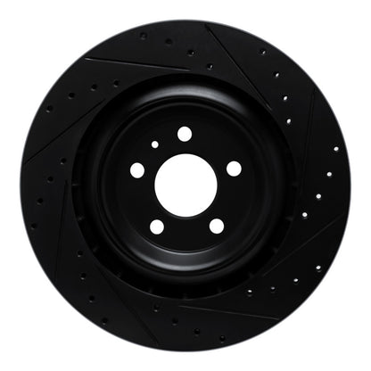 R1 Concepts R1 15-18 Porsche Macan Rear Left Drilled & Slotted Black Brake Rotor