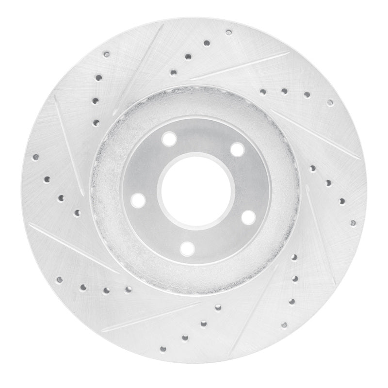 R1 Concepts R1 03-05 Nissan Maxima Front Right Drilled & Slotted Silver Brake Rotor