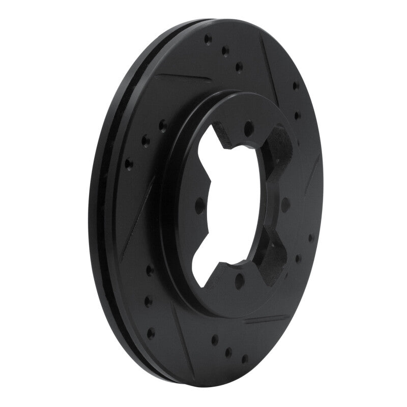 R1 Concepts R1 84-86 Nissan 300ZX Front Right Drilled & Slotted Black Brake Rotor