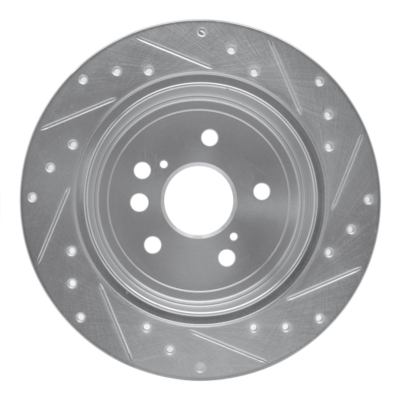 R1 Concepts R1 04-05 Toyota RAV4 Rear Left Drilled & Slotted Silver Brake Rotor