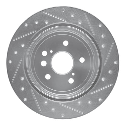 R1 Concepts R1 04-05 Toyota RAV4 Rear Left Drilled & Slotted Silver Brake Rotor
