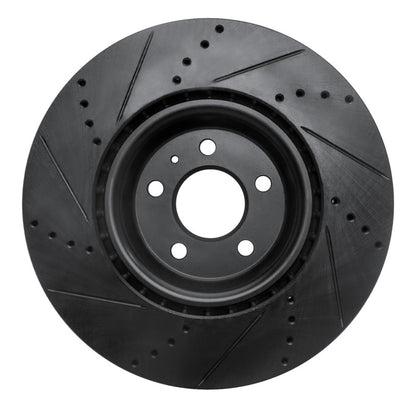 R1 Concepts R1 12-20 Audi A7 Quattro Front Right Drilled & Slotted Black Brake Rotor