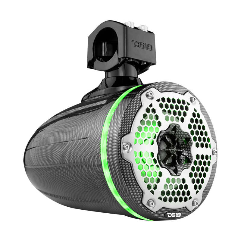 DS18 Marine And Powersports Towers 6.5in 100 Watts RMS RGB LED Lights Black Carbon Fiber