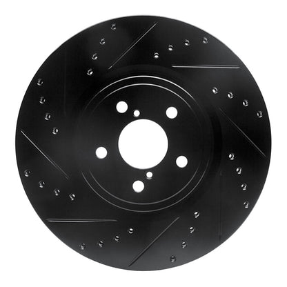 R1 Concepts R1 05-18 Subaru Outback Front Left Drilled & Slotted Black Brake Rotor