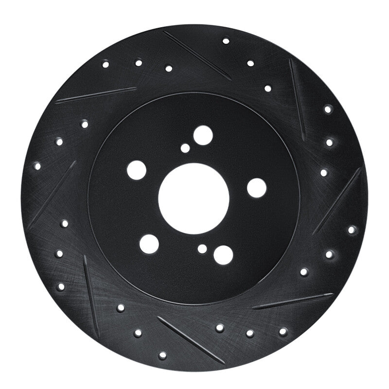 R1 Concepts R1 11-17 Lexus CT200H Rear Right Drilled & Slotted Black Brake Rotor