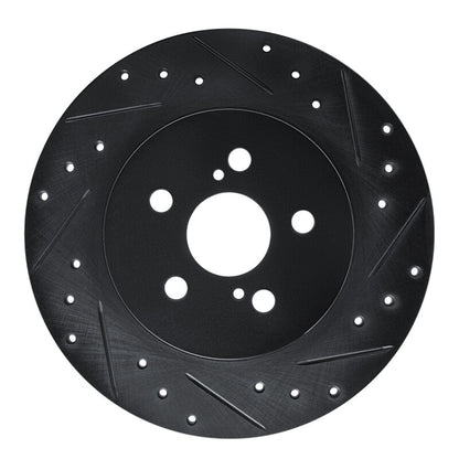 R1 Concepts R1 11-17 Lexus CT200H Rear Right Drilled & Slotted Black Brake Rotor