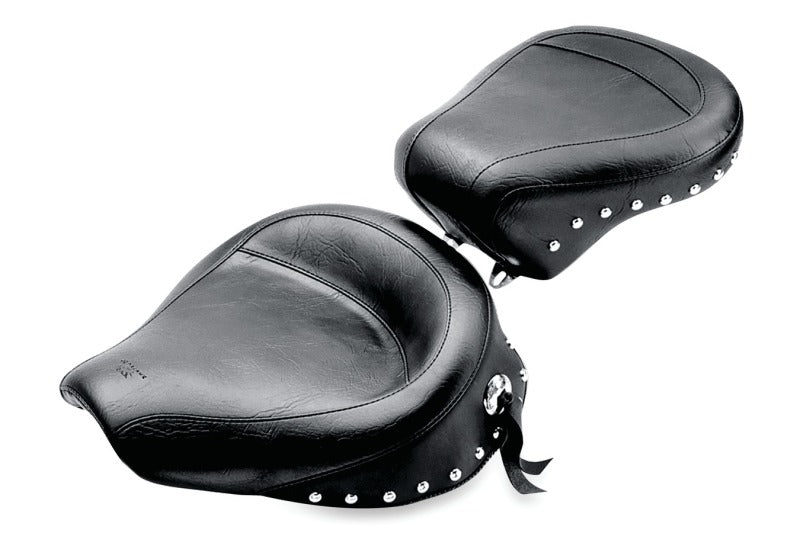 Mustang Motorcycle Mustang 91-05 Harley Dyna Wide Touring Passenger Seat w/Studs - Black