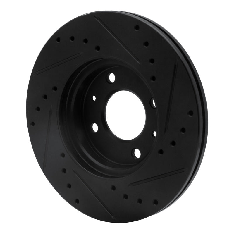 R1 Concepts R1 12-25 Dodge Attitude (Mexico) Front Left Drilled & Slotted Black Brake Rotor