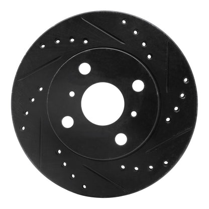 R1 Concepts R1 85-88 Chevrolet Nova Front Right Drilled & Slotted Black Brake Rotor