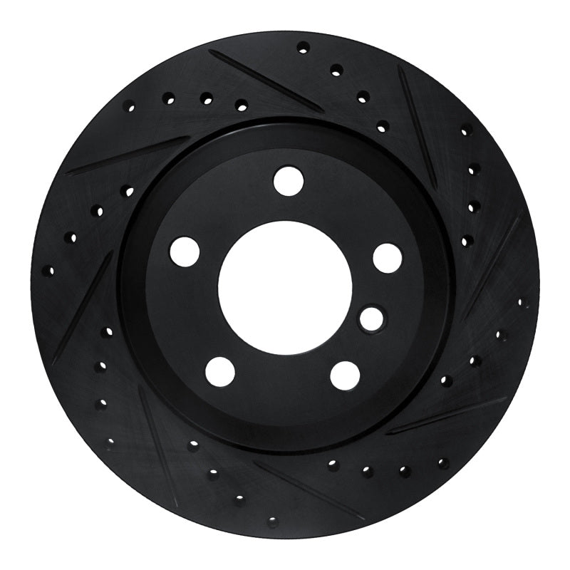 R1 Concepts R1 07-19 BMW X5 Rear Right Drilled & Slotted Black Brake Rotor