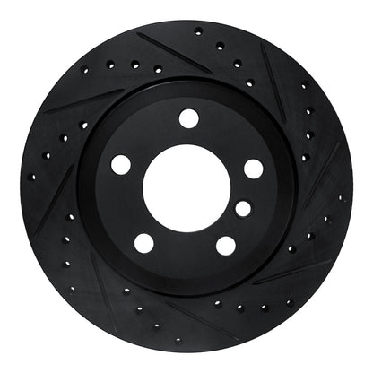 R1 Concepts R1 07-19 BMW X5 Rear Right Drilled & Slotted Black Brake Rotor