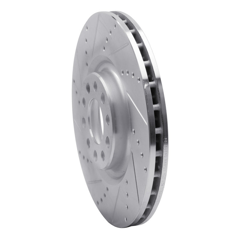 R1 Concepts R1 2017-2025 Alfa Romeo Stelvio Front Left Drilled & Slotted Silver Brake Rotor