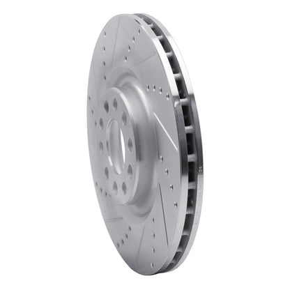 R1 Concepts R1 2017-2025 Alfa Romeo Stelvio Front Left Drilled & Slotted Silver Brake Rotor