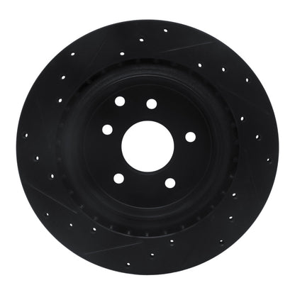 R1 Concepts R1 03-08 Infiniti G35 Rear Right Drilled & Slotted Black Brake Rotor
