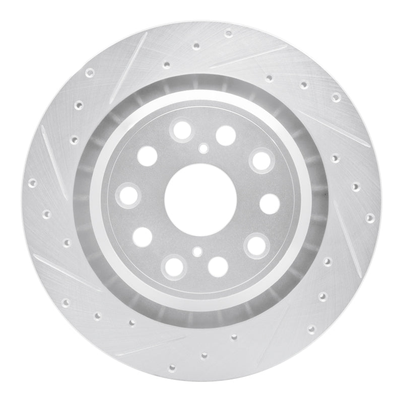 R1 Concepts R1 07-17 Lexus LS600h Left Rear Drilled & Slotted Silver Brake Rotor