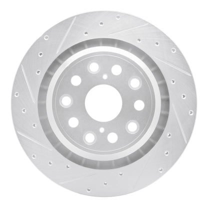 R1 Concepts R1 07-17 Lexus LS600h Left Rear Drilled & Slotted Silver Brake Rotor